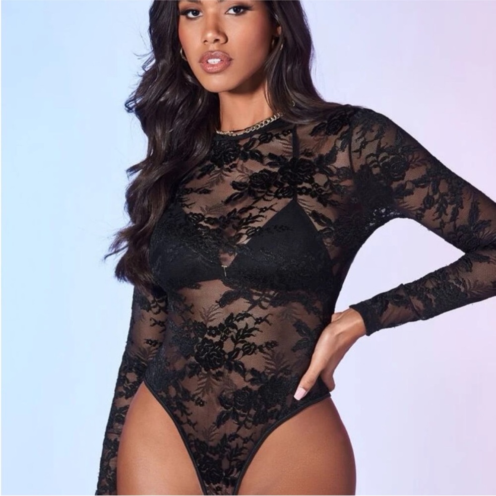 Elegant Black Lace Bodysuit